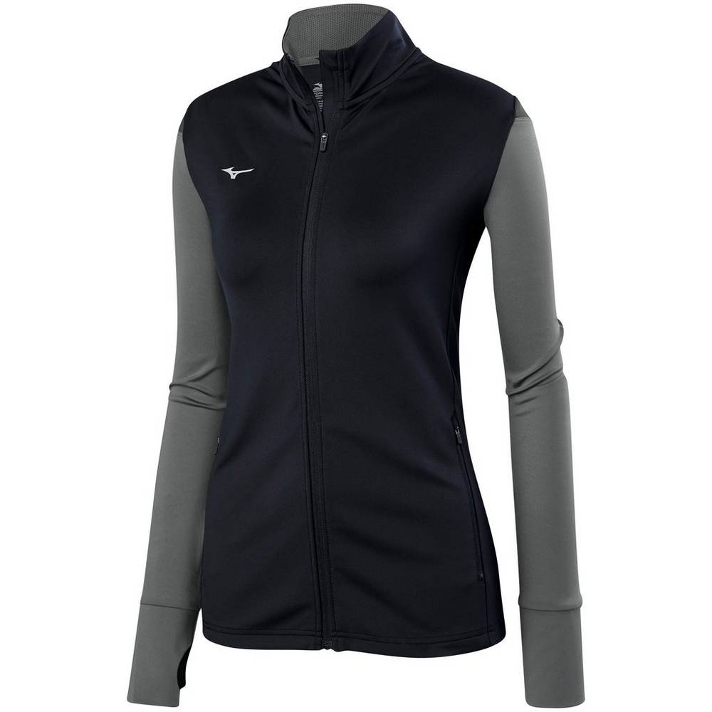 Damske Bundy Mizuno Horizon Full Zip Volejbalove Čierne/Siva Vypredaj YAMR20954